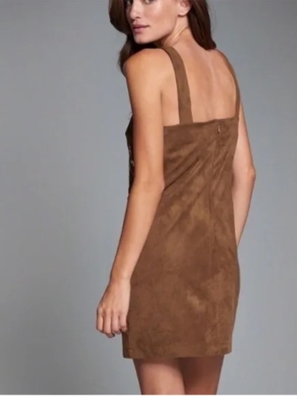 Abercrombie & Fitch Brown Floral Embroidered Faux Suede Dress - Picture 2 of 10